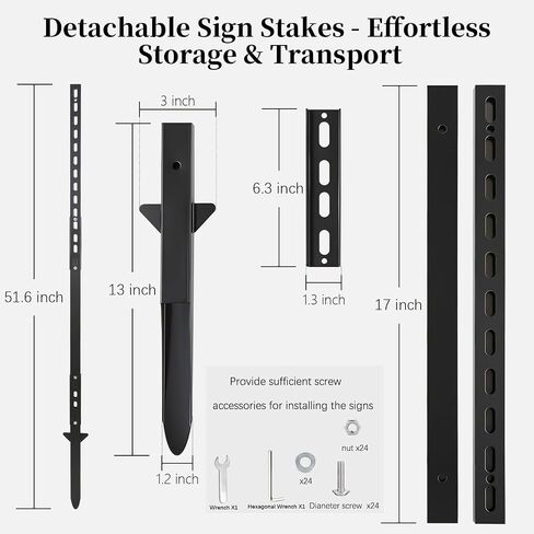 4.3' Metal Yard Sign Stake,Aluminum Sign Post with Heavy Duty Base,Durable Pole for Different Sizes of Signs, Sleek Modern Design Sign Holder for Outside Fence Road Parking Street Stop(Black) in Kuwait