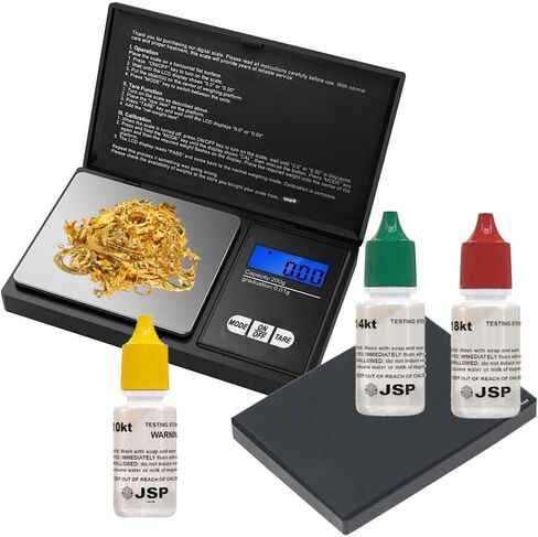 Complete Gold Testing Kit with 200g x 0.01g Digital Scale, 10K/14K/18K Gold Testing Solutions & Test Stone – Jewelry Appraisal & Scrap Gold Identification Set in Saudi Arabia