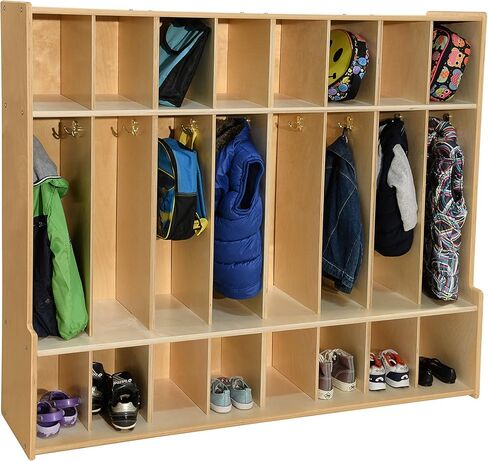 Contender 8 Section Coat Locker مع تخزين مقاعد البدلاء و Cubby ، منظم تخزين Cubby Wooden مع السنانير للرعاية النهارية والفصول الدراسية والمنزل [GreenGuard Gold Certified] in Kuwait