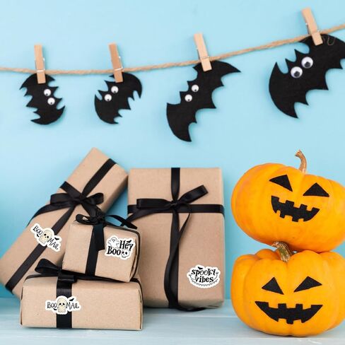 Halloween Business Stickers with Boo Mail & Hey Boo & Spooky Vibes, Spooky Mail Labels and Greeting Tags for Online Stores, Small Businesses and Ecommerce Shops 180 PCS in Saudi Arabia