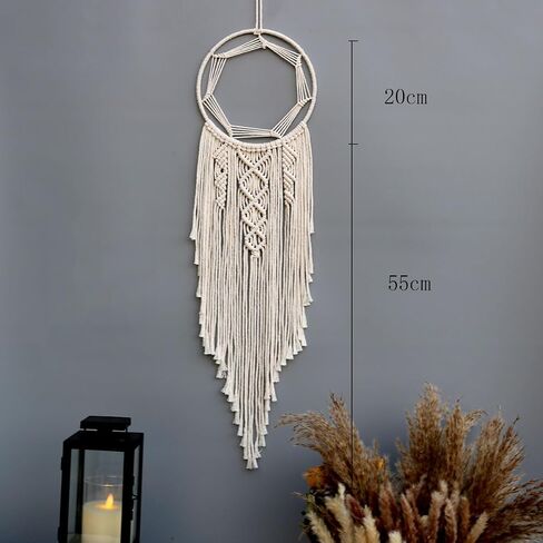 Bohemian Moon Round Dream Catcher Macrame Boho Craft Wall Hanging Home Decoration Handmade Design Dreamcatchers Tassel Ornament Gift Bedroom Nursery Christmas Wall Decor (Dark Green) in Kuwait