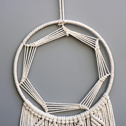 Bohemian Moon Round Dream Catcher Macrame Boho Craft Wall Hanging Home Decoration Handmade Design Dreamcatchers Tassel Ornament Gift Bedroom Nursery Christmas Wall Decor (Dark Green) in Kuwait