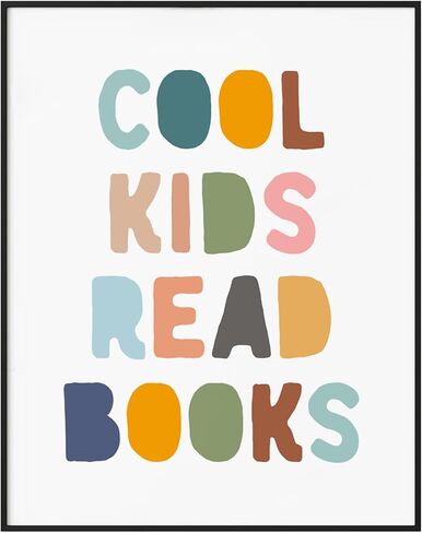 Cool Kids Read Books Inspirational Quotes Wall Art for Kids Room Educational Poster with Daily Affirmation to Encourage Reading Children Playrooms Decor, Unframed (11 x 14 inch) in Kuwait
