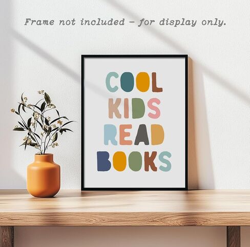 Cool Kids Read Books Inspirational Quotes Wall Art for Kids Room Educational Poster with Daily Affirmation to Encourage Reading Children Playrooms Decor, Unframed (11 x 14 inch) in Kuwait