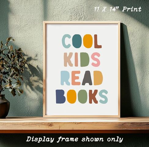 Cool Kids Read Books Inspirational Quotes Wall Art for Kids Room Educational Poster with Daily Affirmation to Encourage Reading Children Playrooms Decor, Unframed (11 x 14 inch) in Kuwait