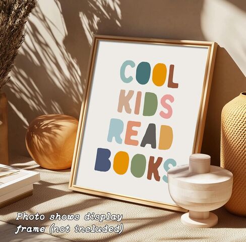 Cool Kids Read Books Inspirational Quotes Wall Art for Kids Room Educational Poster with Daily Affirmation to Encourage Reading Children Playrooms Decor, Unframed (11 x 14 inch) in Kuwait