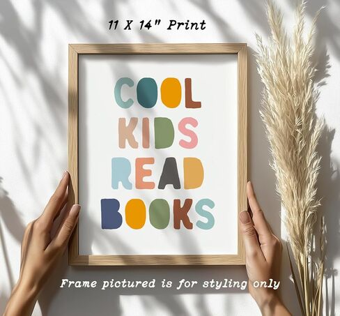 Cool Kids Read Books Inspirational Quotes Wall Art for Kids Room Educational Poster with Daily Affirmation to Encourage Reading Children Playrooms Decor, Unframed (11 x 14 inch) in Kuwait