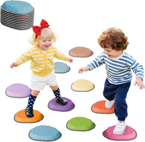 Stepping Stones for Kids ، 10 pcs ild ildlers ’lover toys toys ، indoor & ourdive play ، jorpult cours for buying regly tovelation and motor markets ، ages 3 4 5 6 7 8+ (10) in Kuwait