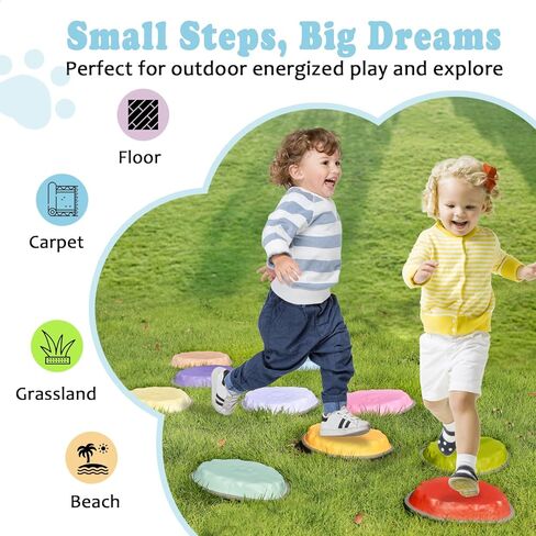 Stepping Stones for Kids ، 10 pcs ild ildlers ’lover toys toys ، indoor & ourdive play ، jorpult cours for buying regly tovelation and motor markets ، ages 3 4 5 6 7 8+ (10) in Kuwait