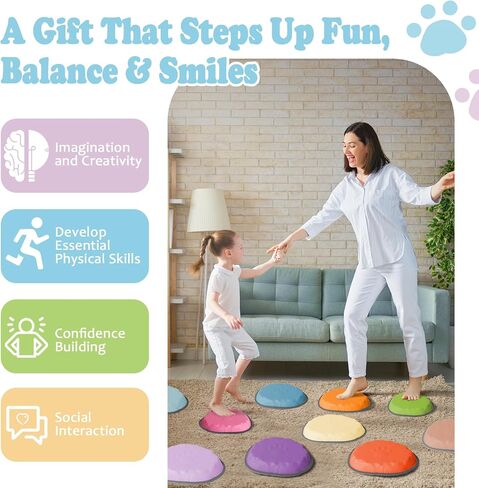 Stepping Stones for Kids ، 10 pcs ild ildlers ’lover toys toys ، indoor & ourdive play ، jorpult cours for buying regly tovelation and motor markets ، ages 3 4 5 6 7 8+ (10) in Kuwait