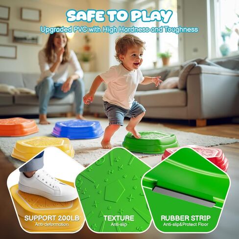 Calo 5pcs recargeable Steping Stones for Kids Toddler 3-5 مع Light & Music ، وتوازن الحواس الحسية Stones في الهواء الطلق ، و 5 بطاريات طويلة الأمد ، والاستجابة الفورية ، و PVC ترقيتها ، ودعم 200 رطل. in Kuwait