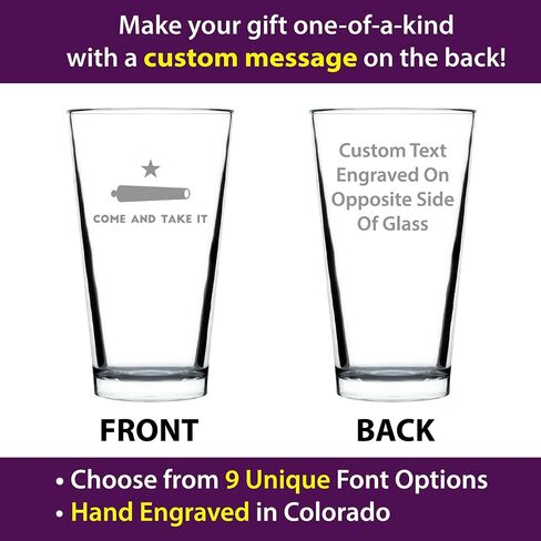 تعال وخذها هدية من الزجاج نصف لتر بعلم تكساس لشرب البيرة للرجال والنساء - أواني زجاجية بحجم 16 أونصة - هدايا فريدة من نوعها لسكان تكساس in Kuwait