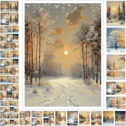 Watersay 20 Pcs Decoupage Paper Pack - 8.3"x11.2" Christmas Winter Landscapes for Decoupage, Craft and Scrapbooking in Saudi Arabia