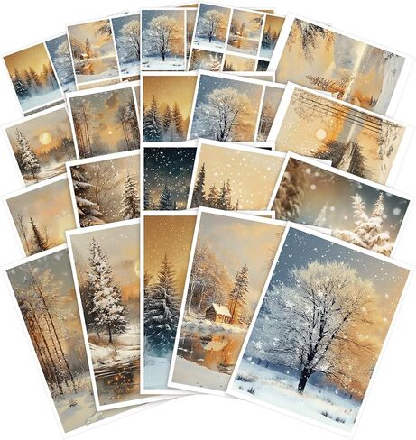 Watersay 20 Pcs Decoupage Paper Pack - 8.3"x11.2" Christmas Winter Landscapes for Decoupage, Craft and Scrapbooking in Saudi Arabia