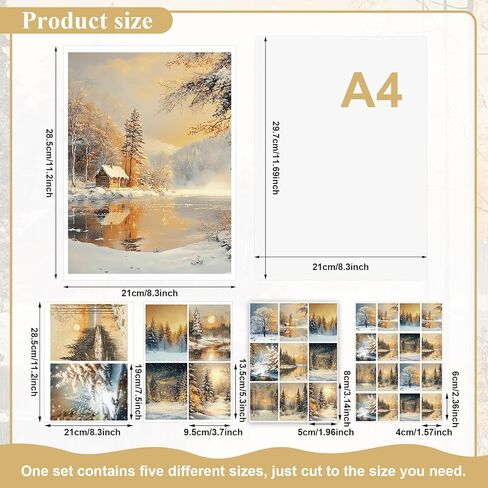 Watersay 20 Pcs Decoupage Paper Pack - 8.3"x11.2" Christmas Winter Landscapes for Decoupage, Craft and Scrapbooking in Saudi Arabia