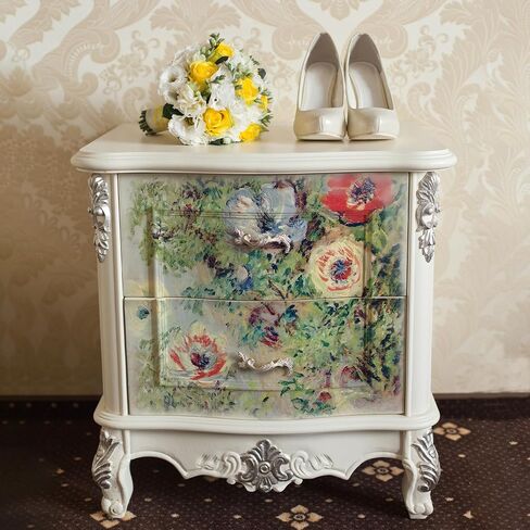 Flortlias Large Decoupage Paper for Furniture, Floral Printed Tissue Paper for Furniture, DIY Crafts Rice Papers, Bloom Poppy, 16.53'' x 19.69'' in Kuwait