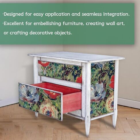 Flortlias Large Decoupage Paper for Furniture, Floral Printed Tissue Paper for Furniture, DIY Crafts Rice Papers, Bloom Poppy, 16.53'' x 19.69'' in Kuwait