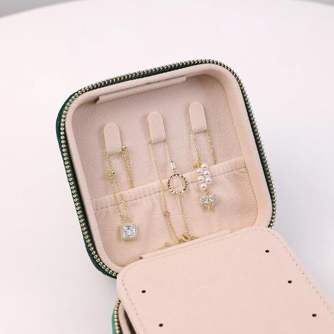 Meissa Velvet Travel Jewelry Box Square Jewlery Case Small Portable Travel Jewelry Organizer for Women Girls, Black in Saudi Arabia