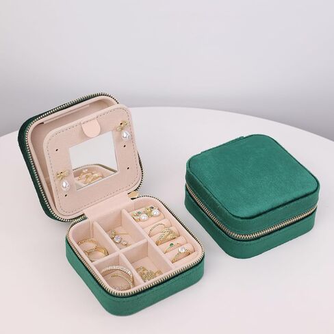 Meissa Velvet Travel Jewelry Box Square Jewlery Case Small Portable Travel Jewelry Organizer for Women Girls, Black in Saudi Arabia