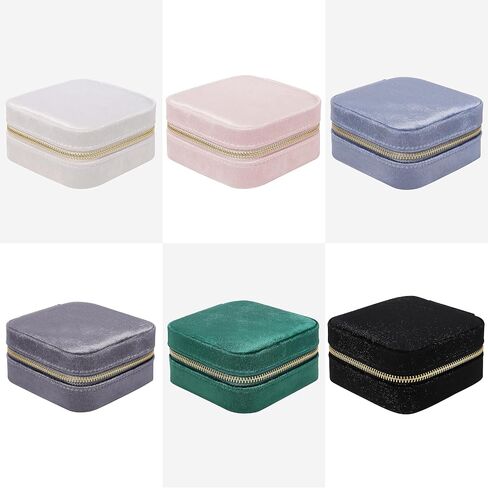 Meissa Velvet Travel Jewelry Box Square Jewlery Case Small Portable Travel Jewelry Organizer for Women Girls, Black in Saudi Arabia