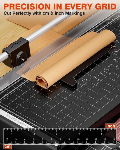 PYY Rotary Paper Cutter - Large Paper Cutter, 24 Inch Heavy Duty Trimmer with Self-Sharpening Blade & Measurement Grid for Cardstock, Posters, Photos - Studio & Office Use in Saudi Arabia