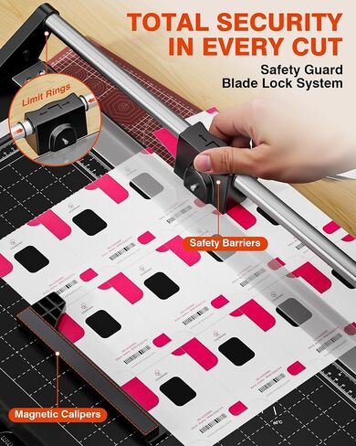PYY Rotary Paper Cutter - Large Paper Cutter, 24 Inch Heavy Duty Trimmer with Self-Sharpening Blade & Measurement Grid for Cardstock, Posters, Photos - Studio & Office Use in Saudi Arabia