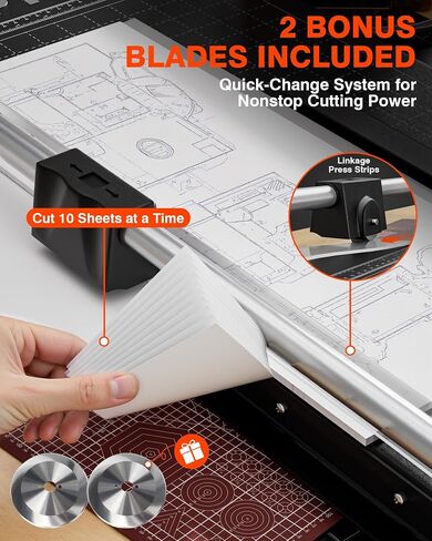 PYY Rotary Paper Cutter - Large Paper Cutter, 24 Inch Heavy Duty Trimmer with Self-Sharpening Blade & Measurement Grid for Cardstock, Posters, Photos - Studio & Office Use in Saudi Arabia