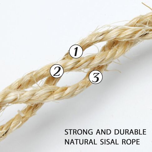 4mm Natural Sisal Rope - 164-Ft, Cat Scratcher Repair & DIY Cat Tree, Wide Application, Length Choices in Saudi Arabia
