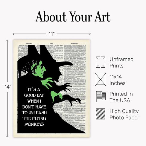 Funny Wizard of Oz Dictionary Art - 8x10 Wicked Witch Wall Decor, Home Decoration, Apartment or Office Poster- Cool Unique Gift for Mom, Boss, Manager - Unframed Picture, Photo, Print in Kuwait