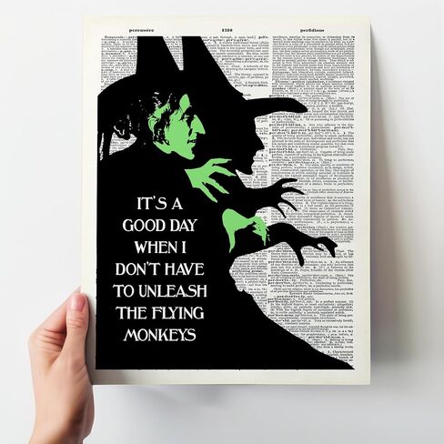Funny Wizard of Oz Dictionary Art - 8x10 Wicked Witch Wall Decor, Home Decoration, Apartment or Office Poster- Cool Unique Gift for Mom, Boss, Manager - Unframed Picture, Photo, Print in Kuwait