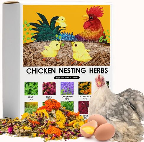 14.11oz Chicken Nesting Herbs Coop Refresher - 10 Premium Edible-Grade Herbs for Chicken Coop Accessories, Nesting Box, Herb Supplement for Backyard, Deodorizer Freshness, Enhanced Egg Production in Kuwait