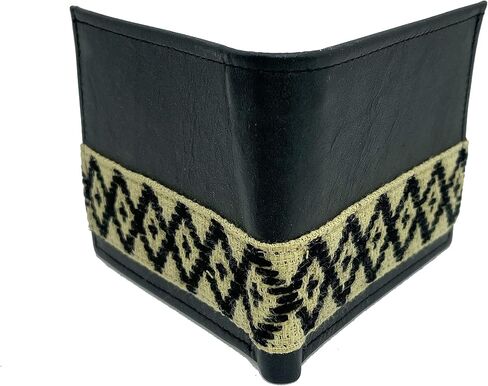 Wallet "Alejandro", made by Jühue Artesanal, Handmade wallet made in Mexico, Black wallet, Hand embroidery, Embroidered wallet, Mexican embroidery, Made in Mexico, Handmade, Leather wallet, Men Wallet in Saudi Arabia