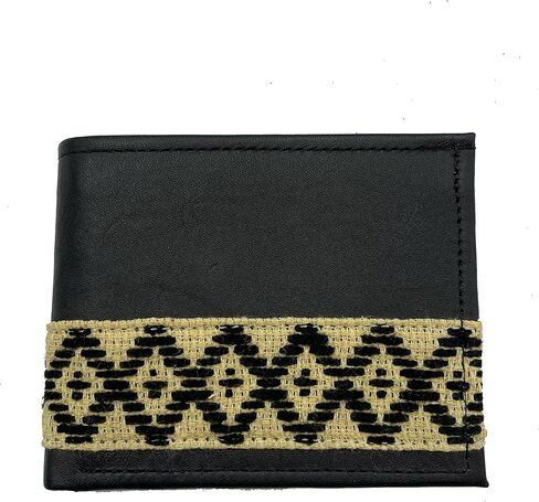 Wallet "Alejandro", made by Jühue Artesanal, Handmade wallet made in Mexico, Black wallet, Hand embroidery, Embroidered wallet, Mexican embroidery, Made in Mexico, Handmade, Leather wallet, Men Wallet in Saudi Arabia