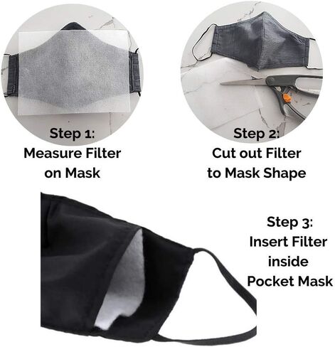 100 PCS Face Mask Filters | Spunbond Non-Woven Polypropylene Fabric | 65 GSM Washable & Reusable | Pocket Face Mask Insert | Lab Tested Results in Saudi Arabia