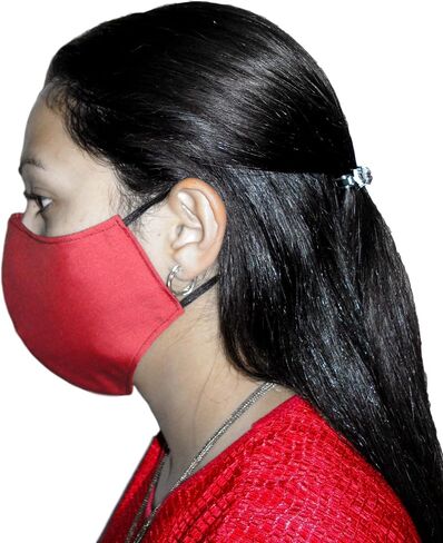 Pack of 3 Solid Colors Multilayer Cotton/Waterproof Pellon Fabric Face Masks Handmade in the USA for Adults-Unisex, Indoor/Outdoor Use, Washable/Breathable/Comfortable/Reusable in Saudi Arabia