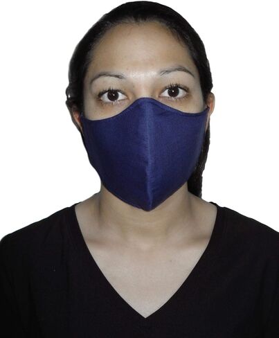 Pack of 3 Solid Colors Multilayer Cotton/Waterproof Pellon Fabric Face Masks Handmade in the USA for Adults-Unisex, Indoor/Outdoor Use, Washable/Breathable/Comfortable/Reusable in Saudi Arabia