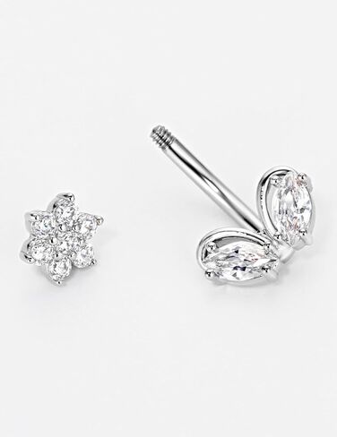 14 Gauge 316L Surgical Steel Belly Button Ring CZ Belly Ring Flower Dangling Piercing Jewelry Barbells Clear Cubic Zirconia Navel Rings Silver Screw Bar 10 mm Screw on Piercing Stud Ball End 14G in Saudi Arabia