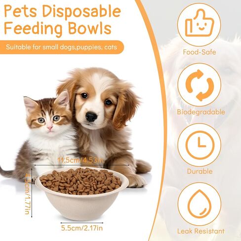 200 Pcs Disposable Pet Bowls Bulk 8 Oz Travel Paper Food Bowls for Small Dogs Puppy Cat, Leakproof Pet Feeding and Watering Supplies 1 Cup in Saudi Arabia