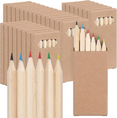 Ctosree 24 Packs Mini Colored Pencils Bulk 3.5 Inch Coloring Drawing Pencil in Kraft Boxes Goodie Bags Gifts for Kids Adult Classroom Back to School Office Painting Birthday Party Favors, 6 Per Pack in Saudi Arabia