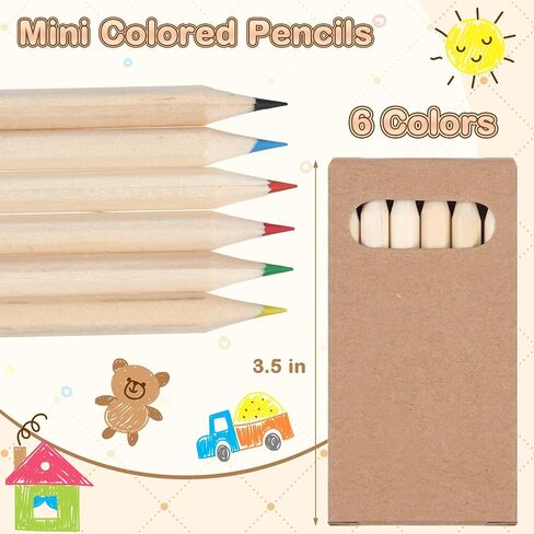 Ctosree 24 Packs Mini Colored Pencils Bulk 3.5 Inch Coloring Drawing Pencil in Kraft Boxes Goodie Bags Gifts for Kids Adult Classroom Back to School Office Painting Birthday Party Favors, 6 Per Pack in Saudi Arabia