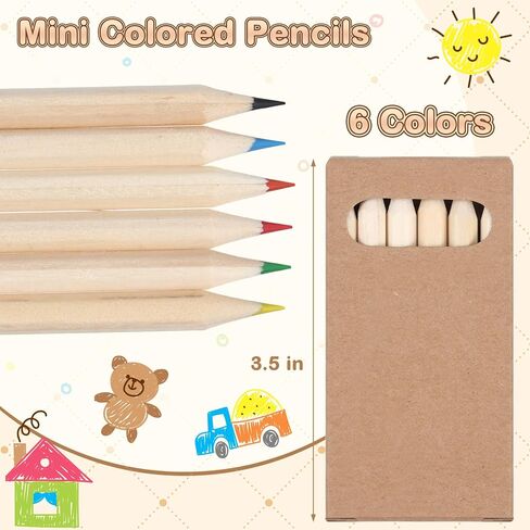 Ctosree 24 Packs Mini Colored Pencils Bulk 3.5 Inch Coloring Drawing Pencil in Kraft Boxes Goodie Bags Gifts for Kids Adult Classroom Back to School Office Painting Birthday Party Favors, 6 Per Pack in Saudi Arabia