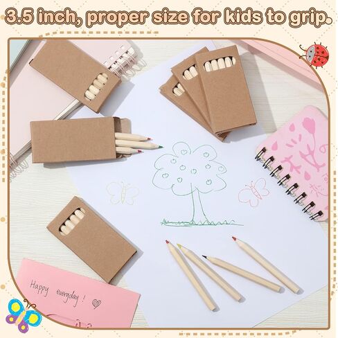 Ctosree 24 Packs Mini Colored Pencils Bulk 3.5 Inch Coloring Drawing Pencil in Kraft Boxes Goodie Bags Gifts for Kids Adult Classroom Back to School Office Painting Birthday Party Favors, 6 Per Pack in Saudi Arabia