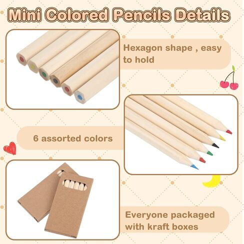 Ctosree 24 Packs Mini Colored Pencils Bulk 3.5 Inch Coloring Drawing Pencil in Kraft Boxes Goodie Bags Gifts for Kids Adult Classroom Back to School Office Painting Birthday Party Favors, 6 Per Pack in Saudi Arabia