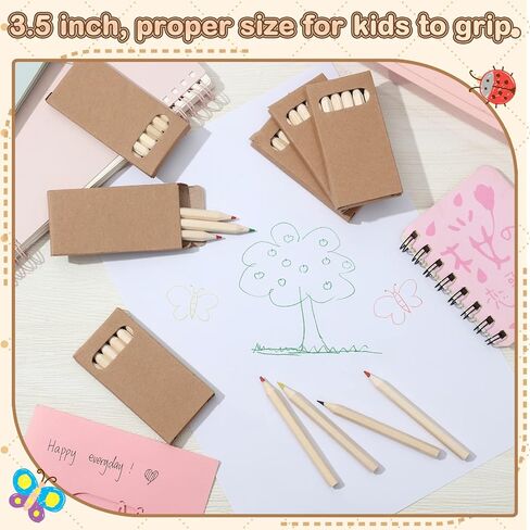 Ctosree 24 Packs Mini Colored Pencils Bulk 3.5 Inch Coloring Drawing Pencil in Kraft Boxes Goodie Bags Gifts for Kids Adult Classroom Back to School Office Painting Birthday Party Favors, 6 Per Pack in Saudi Arabia