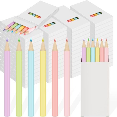 Ctosree 24 Packs Mini Colored Pencils Bulk 3.5 Inch Coloring Drawing Pencil in Kraft Boxes Goodie Bags Gifts for Kids Adult Classroom Back to School Office Painting Birthday Party Favors, 6 Per Pack in Saudi Arabia