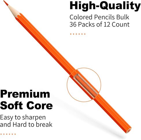Colored Pencils Bulk 432 Count, Pre-Sharpened Color Pencils for Kids and Adults, 32 Packs Color Pencil Set 12 Colors, Bulk Art Supplies for Teachers, Back to School Supplies, Classroom Prizes in Saudi Arabia