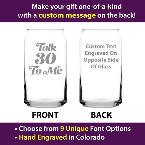 Talk 30 To Me - Funny 16 oz Beer Can Pint Glass - 30th Birthday Gifts for Men or Women Turning 30 - Bday Party Decor in Kuwait