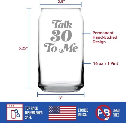 Talk 30 To Me - Funny 16 oz Beer Can Pint Glass - 30th Birthday Gifts for Men or Women Turning 30 - Bday Party Decor in Kuwait