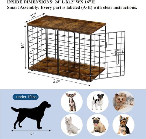 24 Inch Small Dog Crate Furniture - Stylish Durable Indoor Dog Kennel with Storage Top & Secure Lock, Dog Crates for Small Dogs Under 10 lbs, Decorative End Table Pet House in Saudi Arabia