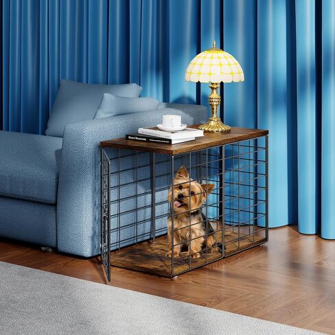 24 Inch Small Dog Crate Furniture - Stylish Durable Indoor Dog Kennel with Storage Top & Secure Lock, Dog Crates for Small Dogs Under 10 lbs, Decorative End Table Pet House in Saudi Arabia
